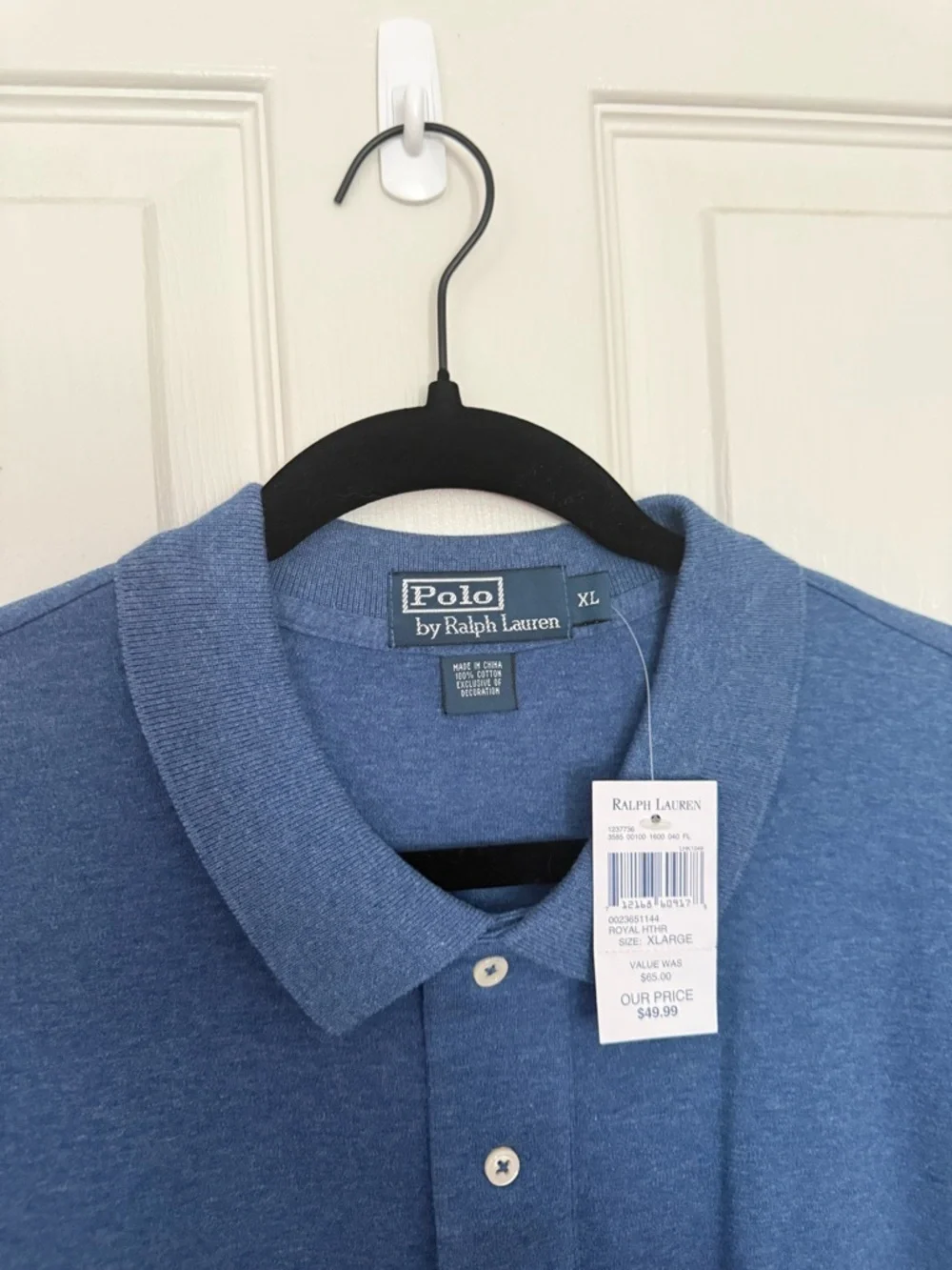 Ralph Lauren Men’s Heathered Blue Polo with Red Pony